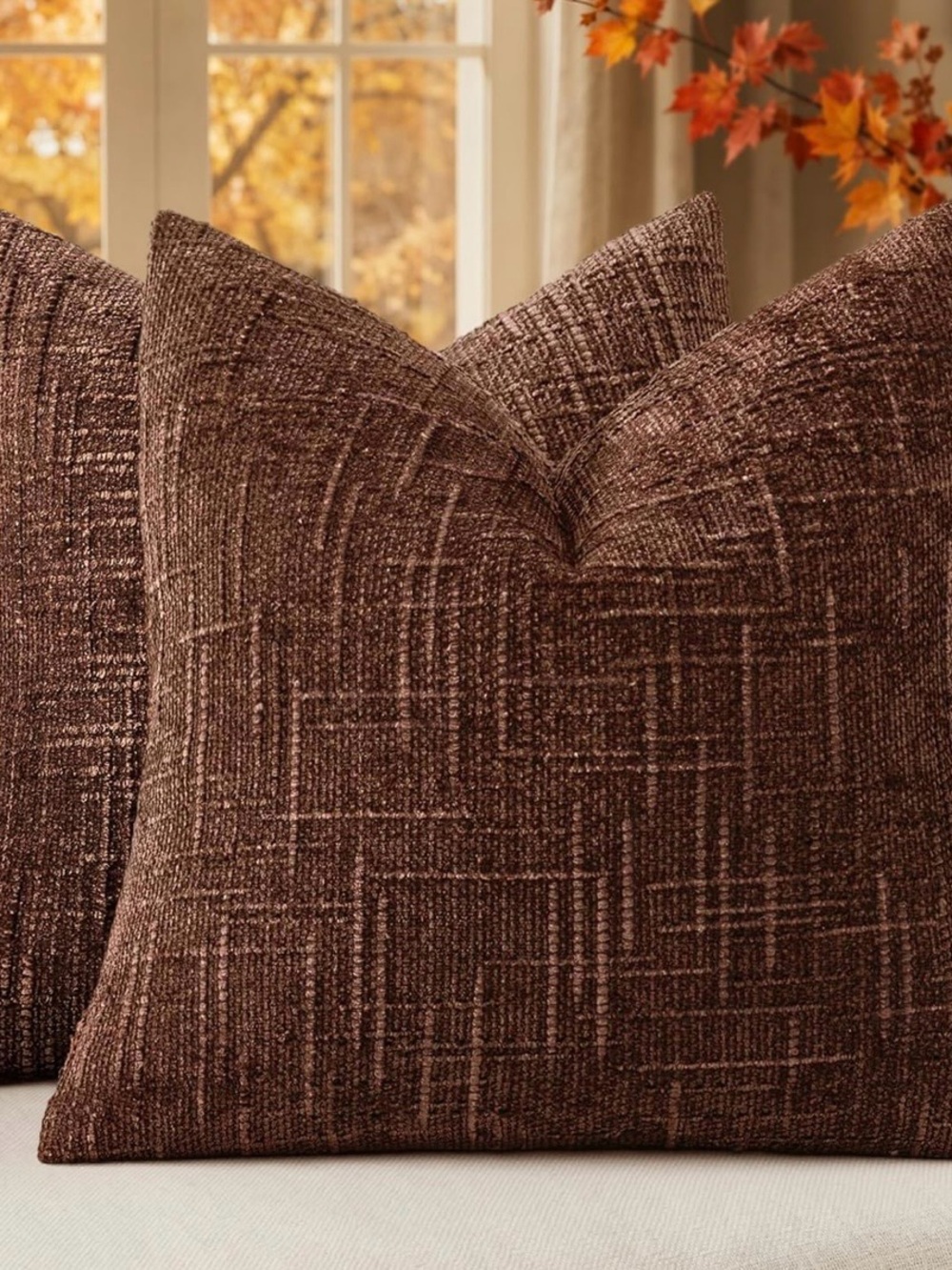 Brown Textured Throw Pillow Cover Brand:
